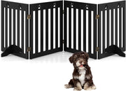 Cancelletto per Cani Pieghevoli 204 x 60 cm, Barriera per Cani in Legno a 4 Pannelli con Piedini Stabili, Recinzione per Scale, Ingressi e Corridoi (Marrone)