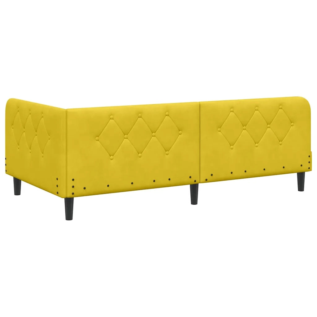 Cornice del letto ad angolo Giallo 100 x 200 cm Velluto