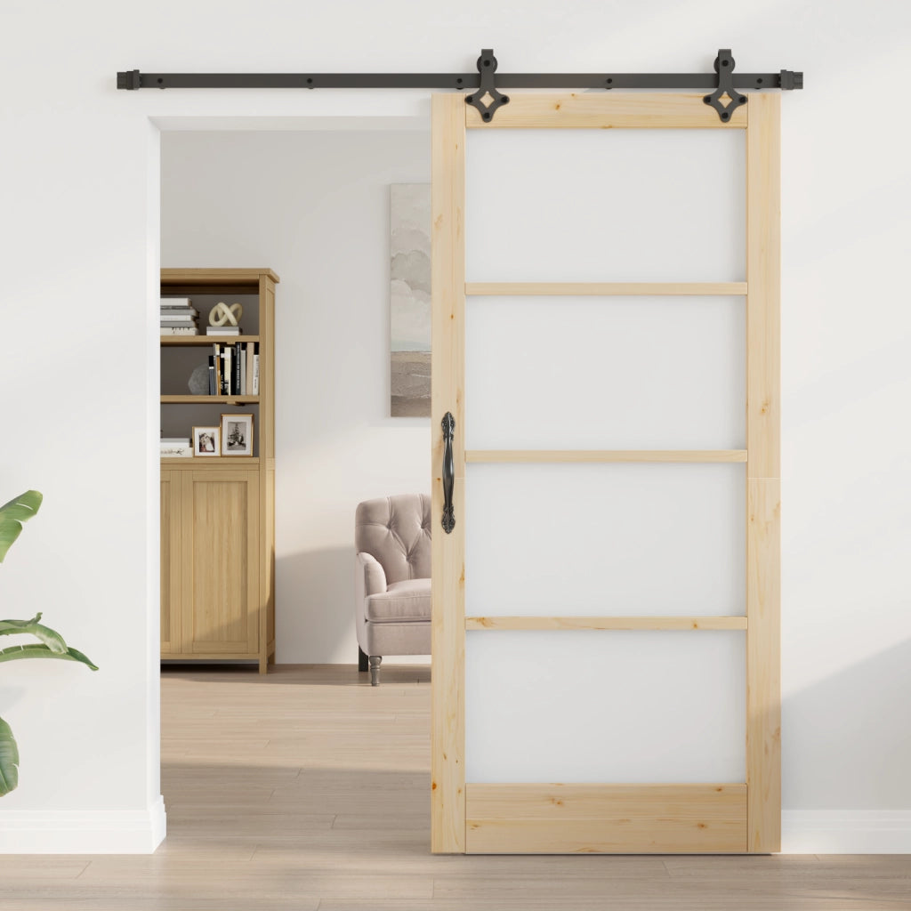 Porta scorrevole  con set di hardware 'ORKDAL'in legno massello e vetro