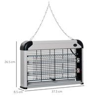 Zanzariera Elettrica 2 Lampade LED 20W Argento e Nero