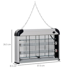 Zanzariera Elettrica 2 Lampade LED 20W Argento e Nero