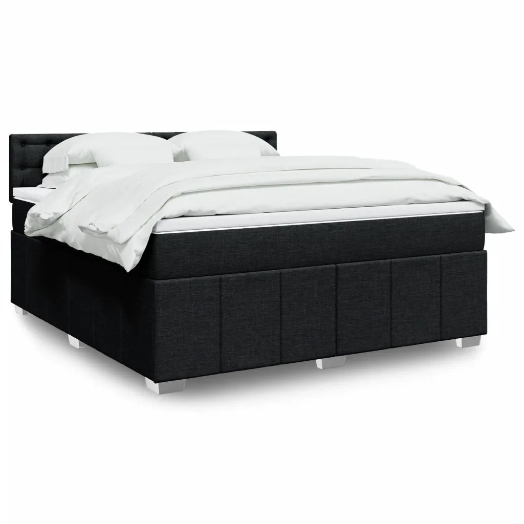 Giroletto a Molle con Materasso Nero 180x200 cm in Tessuto