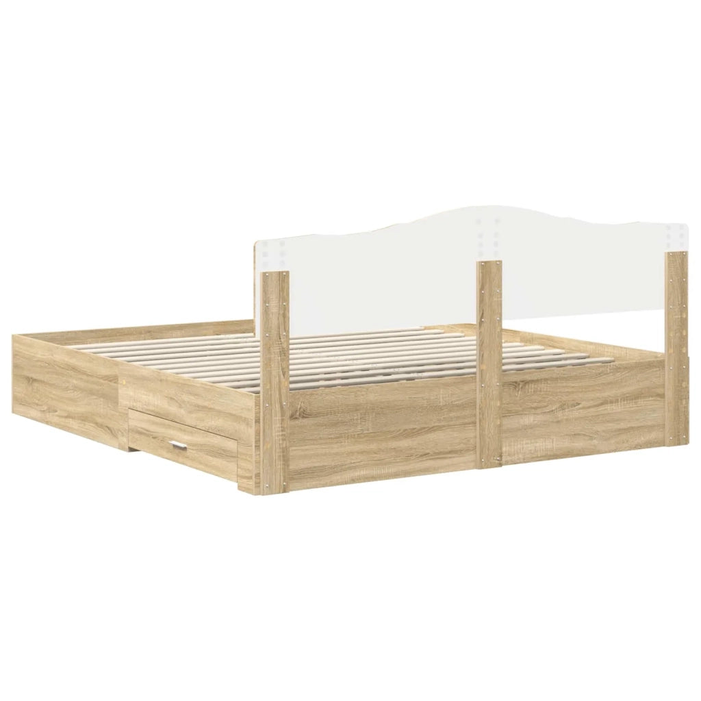 Struttura del letto con testiera Rovere Sonoma 200 x 200 cm 3413154