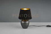 ABBY LAMPADA DA TAVOLO CERAMICA NICHEL ANTICATO PARALUME NERO ORO H.26CM ATTACCO E14