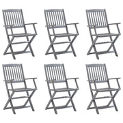 Sedie da Giardino Pieghevoli 6 pz in Legno Massello d'Acacia