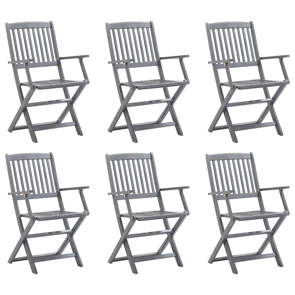 Sedie da Giardino Pieghevoli 6 pz in Legno Massello d'Acacia