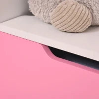 Panca Contenitore con Schienale in Legno per Bambini da 3-6 Anni, 60x30x50 cm, Rosa