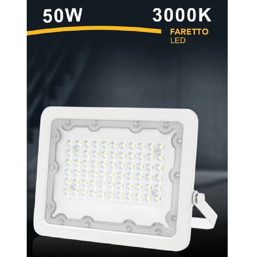 Trade Shop - Faro Led 50w Faretto Ultra Slim Bianco Esterno Luce Naturale Fredda Calda Fs50w-b -