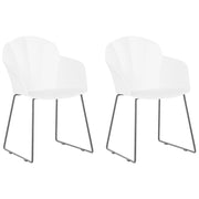 Set di 2 sedie da pranzo in materiale sintetico bianco gambe in metallo Nero con schienale sagomato per soggiorno moderno