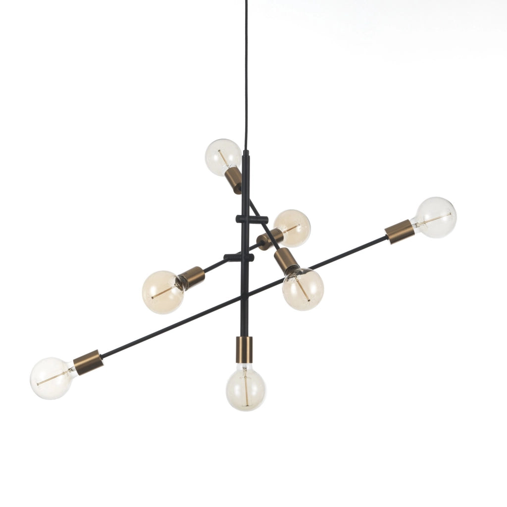 Lampadario in acciaio verniciato nero opaco cm. 82 x 40 H.50