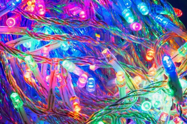 Catena di luci 180 LED multicolore filo trasparente interno-esterno