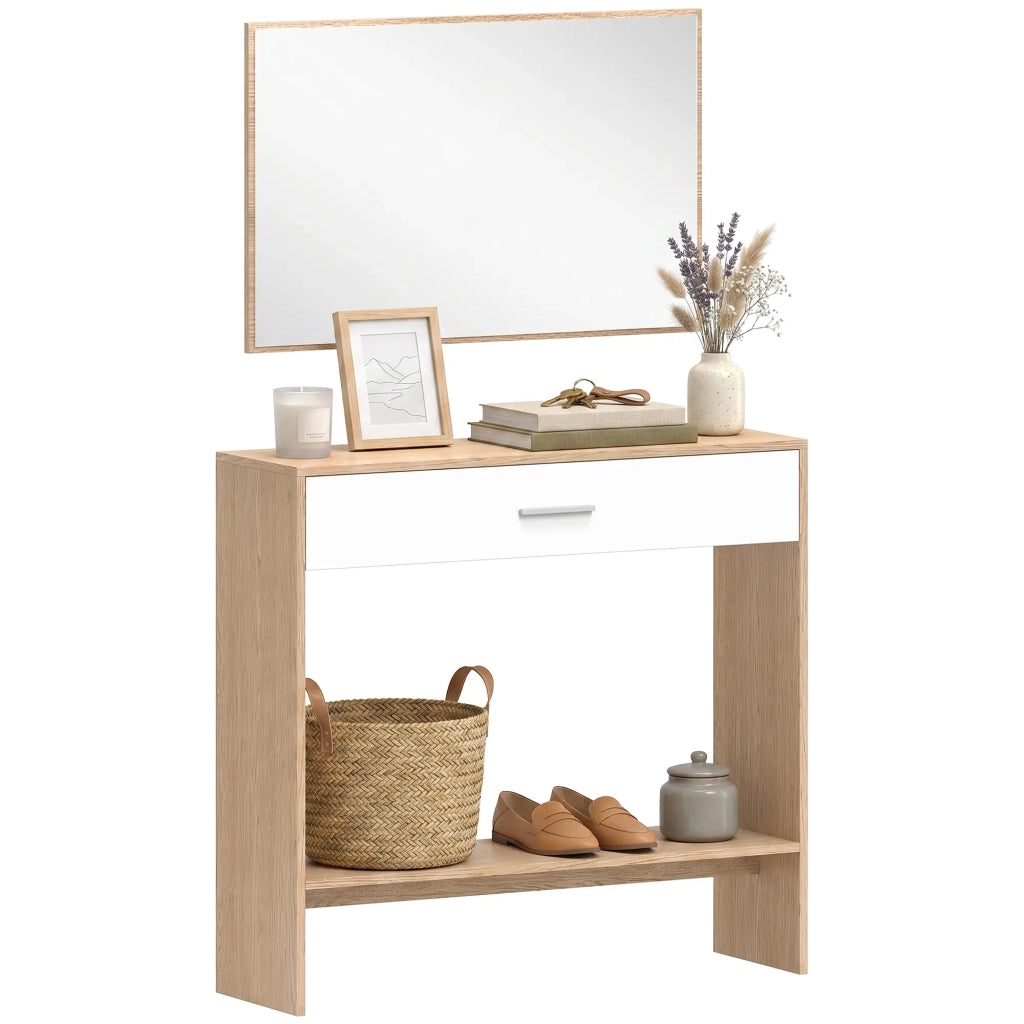 Elegante organizer per corridoio, moderno tavolo da trucco con specchio, consolle