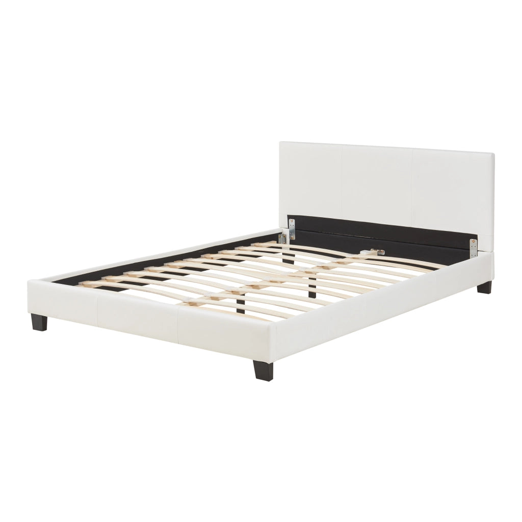 Letto Francese a Testiera Alta 140x200 cm Rivestimento in Similpelle Bianco Corium