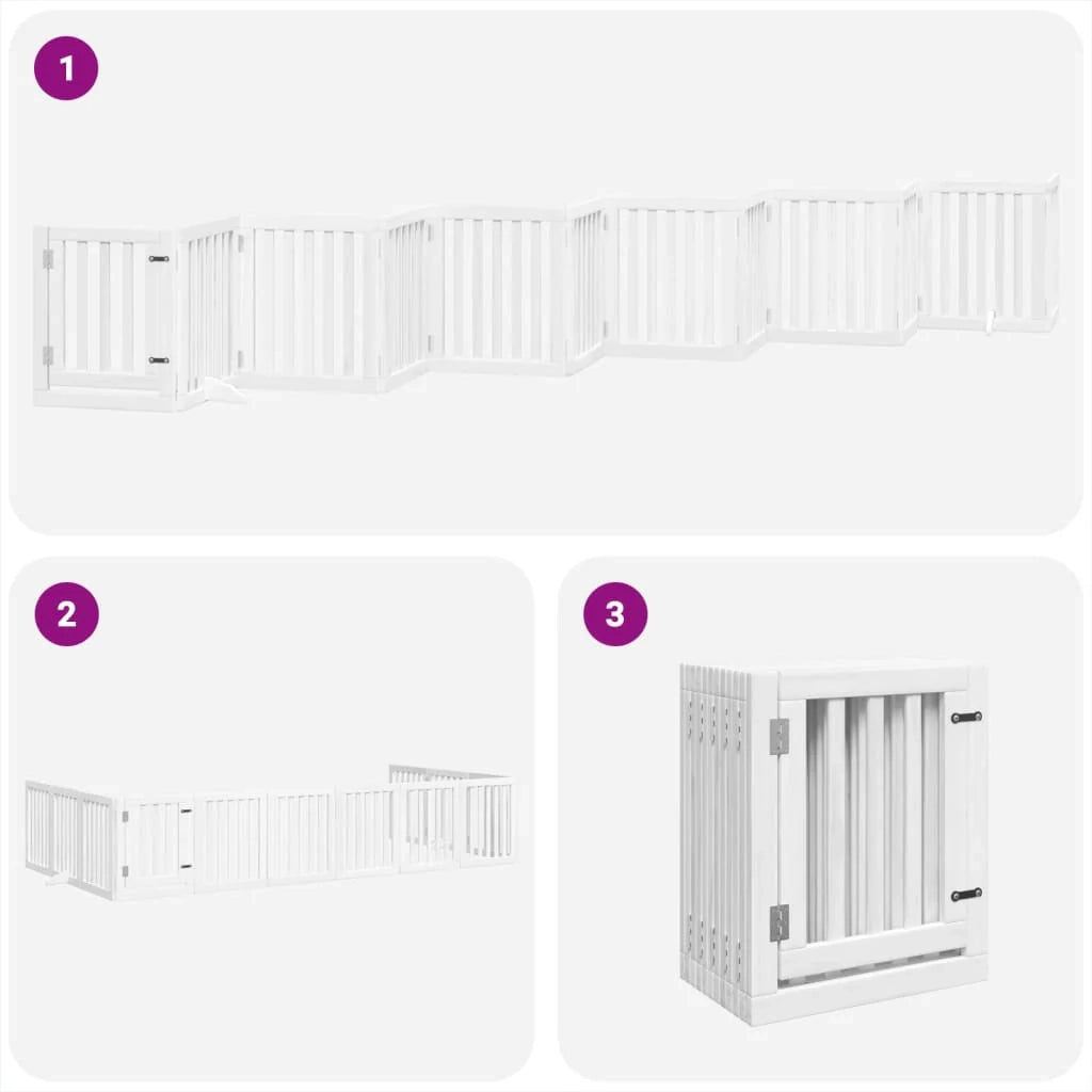 Cancelletto di sicurezza per animali domestici porta pieghevole 12 pannelli legno di pioppo bianco 02_0023141
