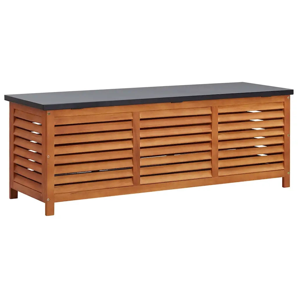 Cassapanca da Giardino-Baule-Panca con Contenitore 150x50x55 cm in Massello di Eucalipto