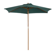 Ombrellone da Giardino 2.5x2.3m a 6 Stecche, in Legno e Poliestere, Verde Scuro