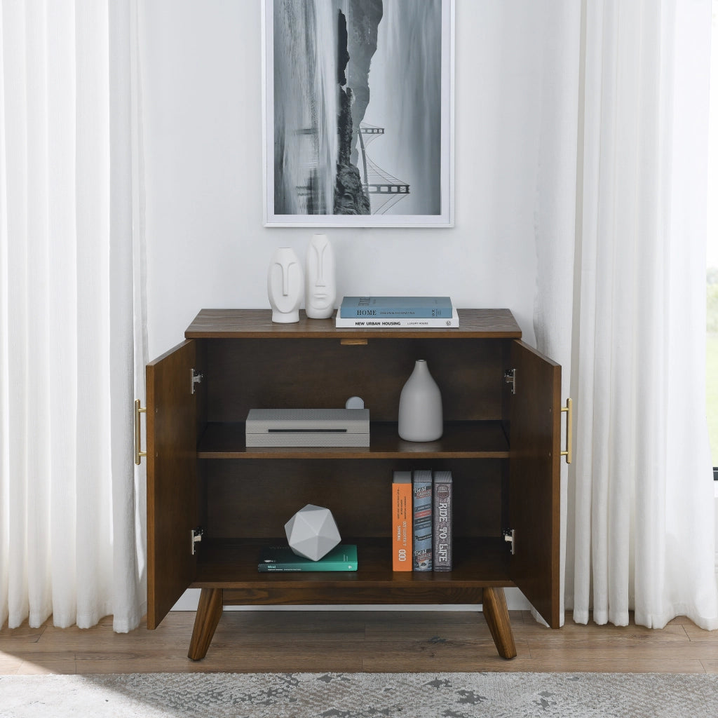 Credenza con ripiani regolabili in MDF e legno noce