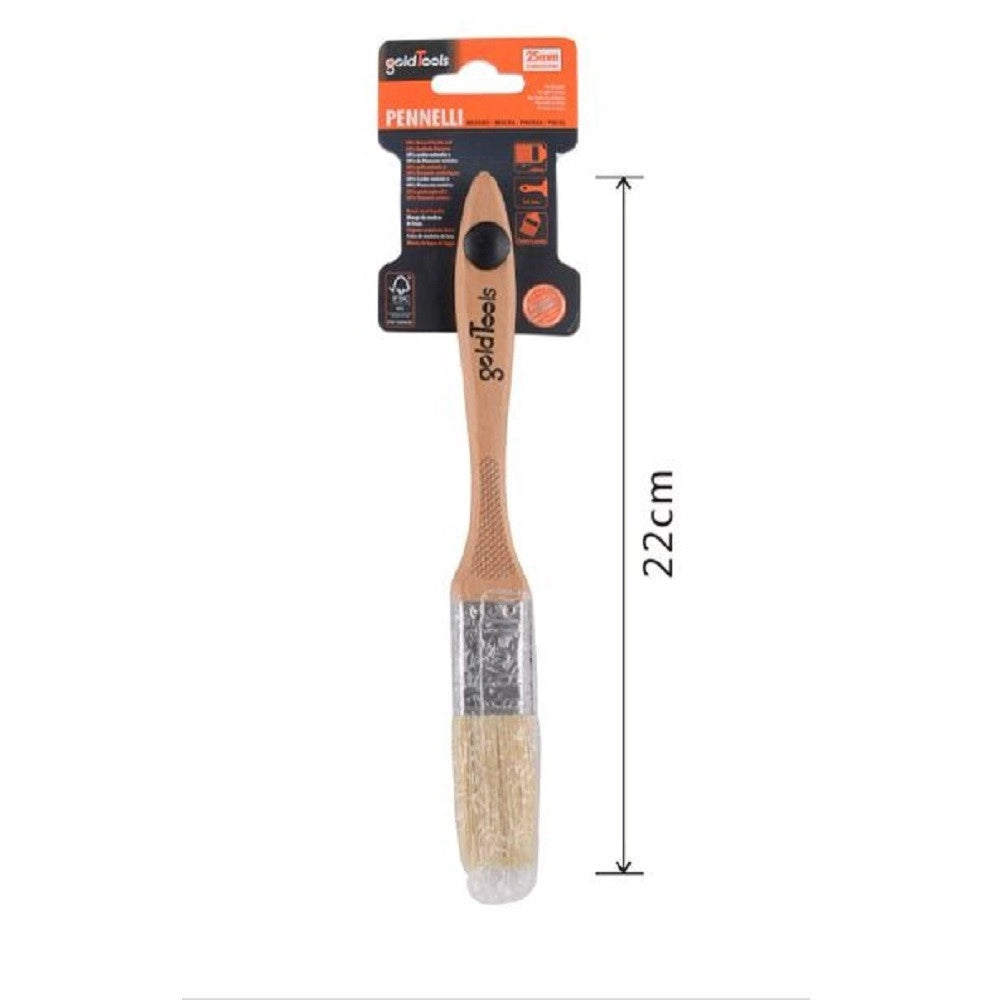Trade Shop - Pennello Piatto 22 Cm Con Manico In Legno Setole Morbide Pittura Vernice 90202 -