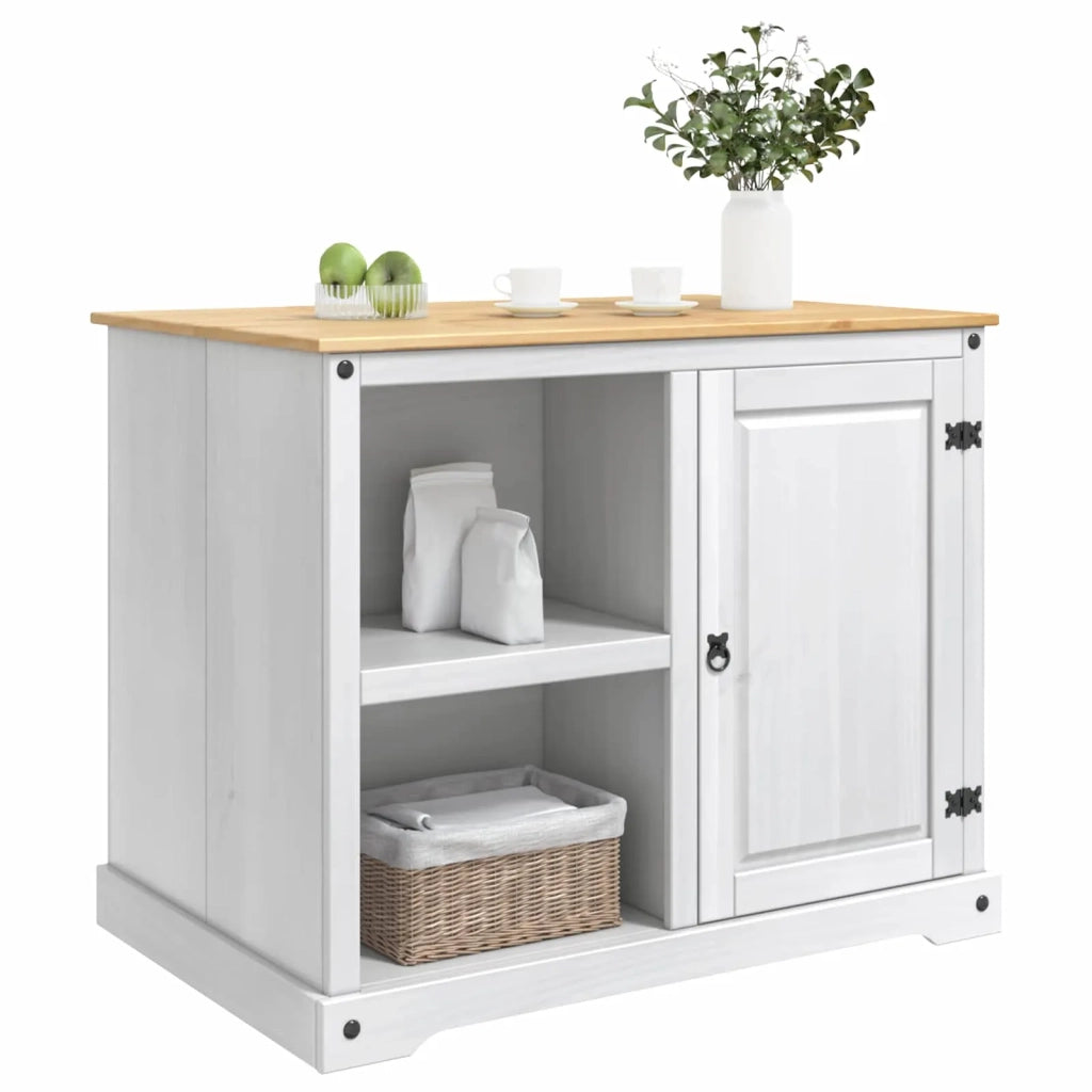 Carrello da Cucina 2 pcs Bianco e Cera di Miele Pino Massello 3425383