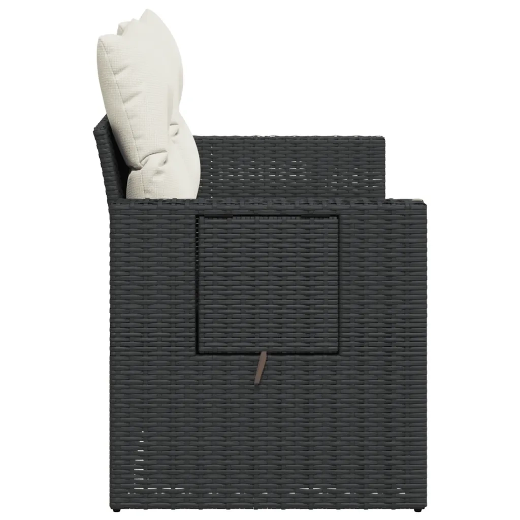 Divano da Giardino con Cuscini a 2 Posti-Sofa da Giardino-Divano da esterno Nero in Polyrattan 718520