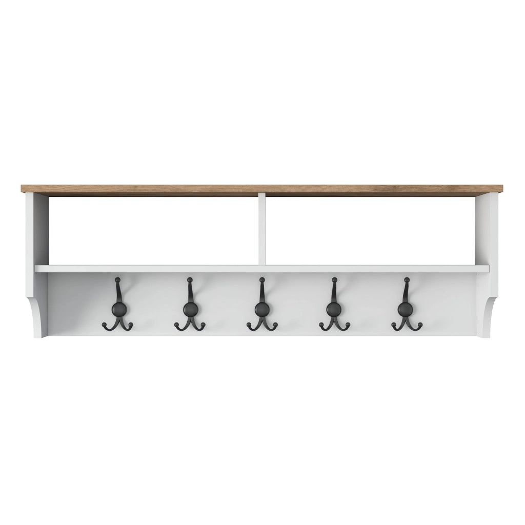 Appendiabiti in legno "Pino" - 120 x 22 x 37 cm - Bianco