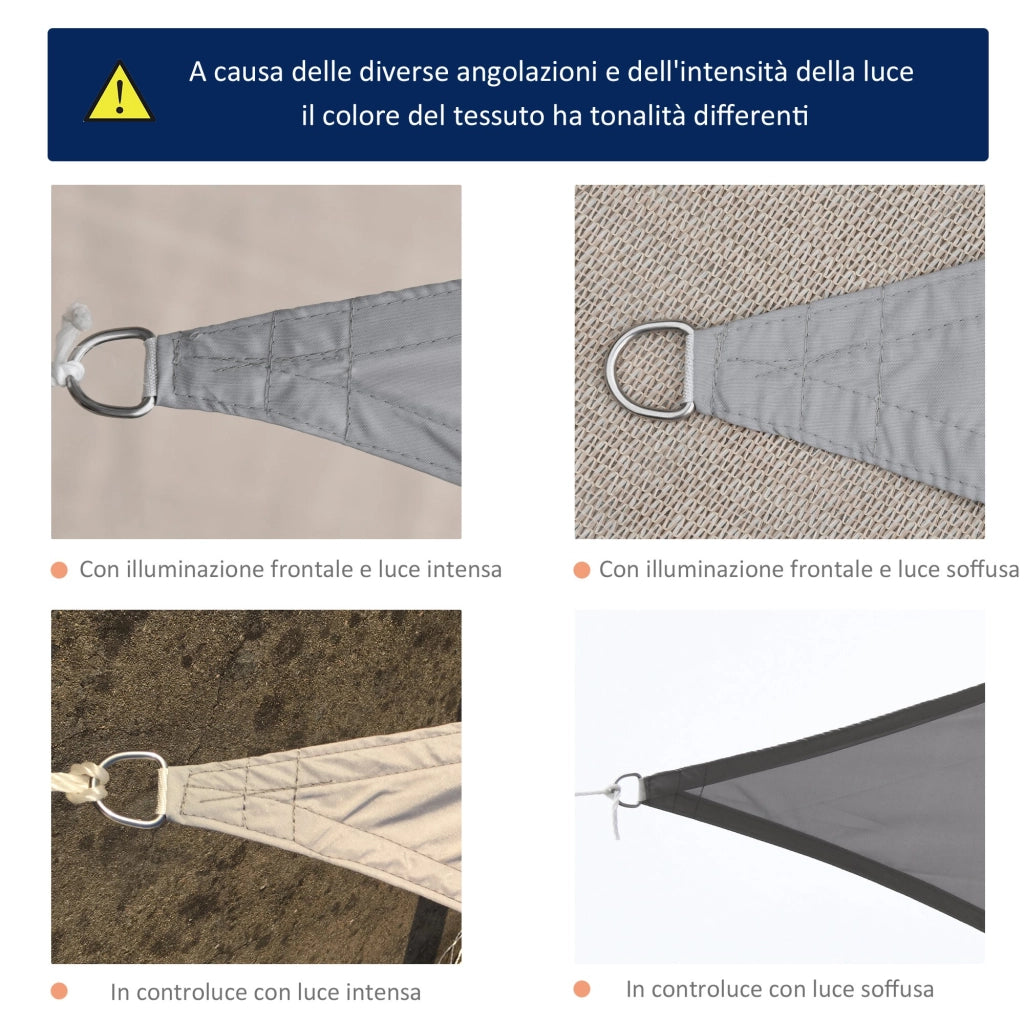 Easycomfort Vela Ombreggiante Triangolare, Tenda da Sole per Esterno in Poliestere Anti UV Traspirante 4x4x4m Grigio