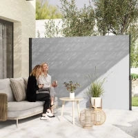 Paravento Laterale Doppio Retrattile 3L x 1.8H m in Alluminio e Poliestere Anti-UV ad Alta Densità 180 g/m², Grigio Chiaro