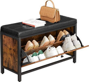 Cassa per scarpe, cassa per 6 paia di scarpe con coperchio, telaio in acciaio, design industriale, stile vintage marrone-nero