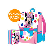 Trade Shop - Kit Scuola School Pack Zaino Estensibile + Astuccio 3 Zip Disney Minnie Mouse -