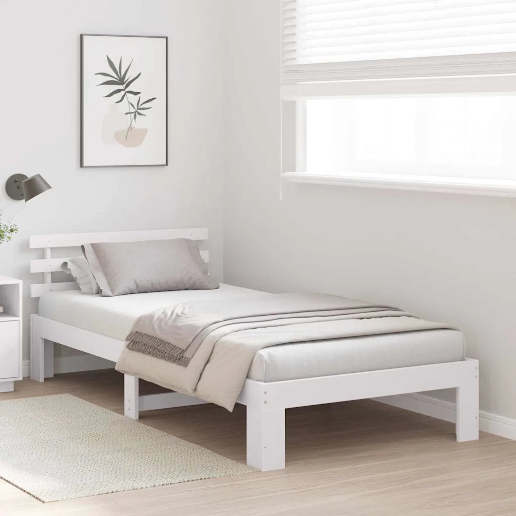 Struttura del letto Bianco 90 x 200 cm Pino massello 872627