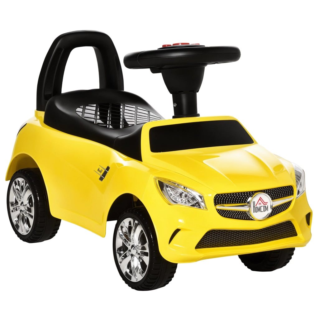 Macchinina Cavalcabile per Bambini con Volante e Luci ¨C zephmum ¨C Giallo 63.5x36x28 cm