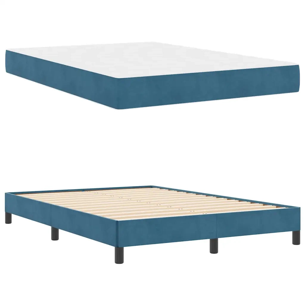 Letto a molle con materasso-Struttura Letto con Materasso Blu Scuro 140 x 200 cm Tessuto