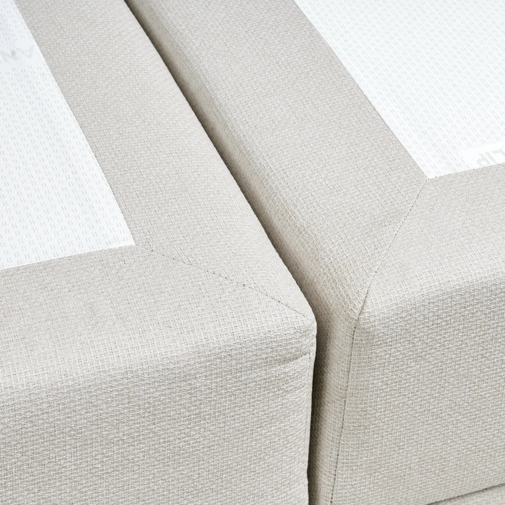 Letto matrimoniale Imbottito Tessuto bianco sporco 160 x 200 cm Con Testiera Trapuntata