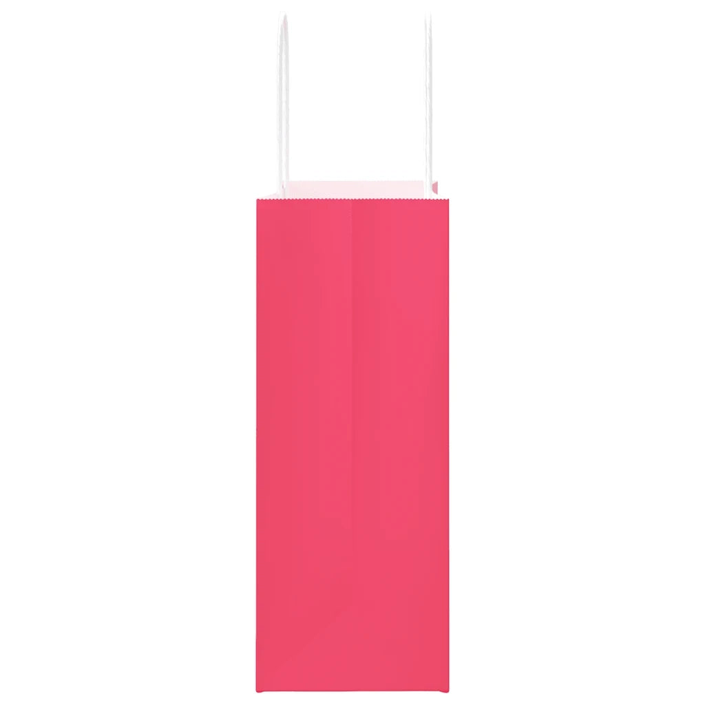 vidaXL Sacchetti di Carta 250 pz con Manici Rosa 21x11x28 cm