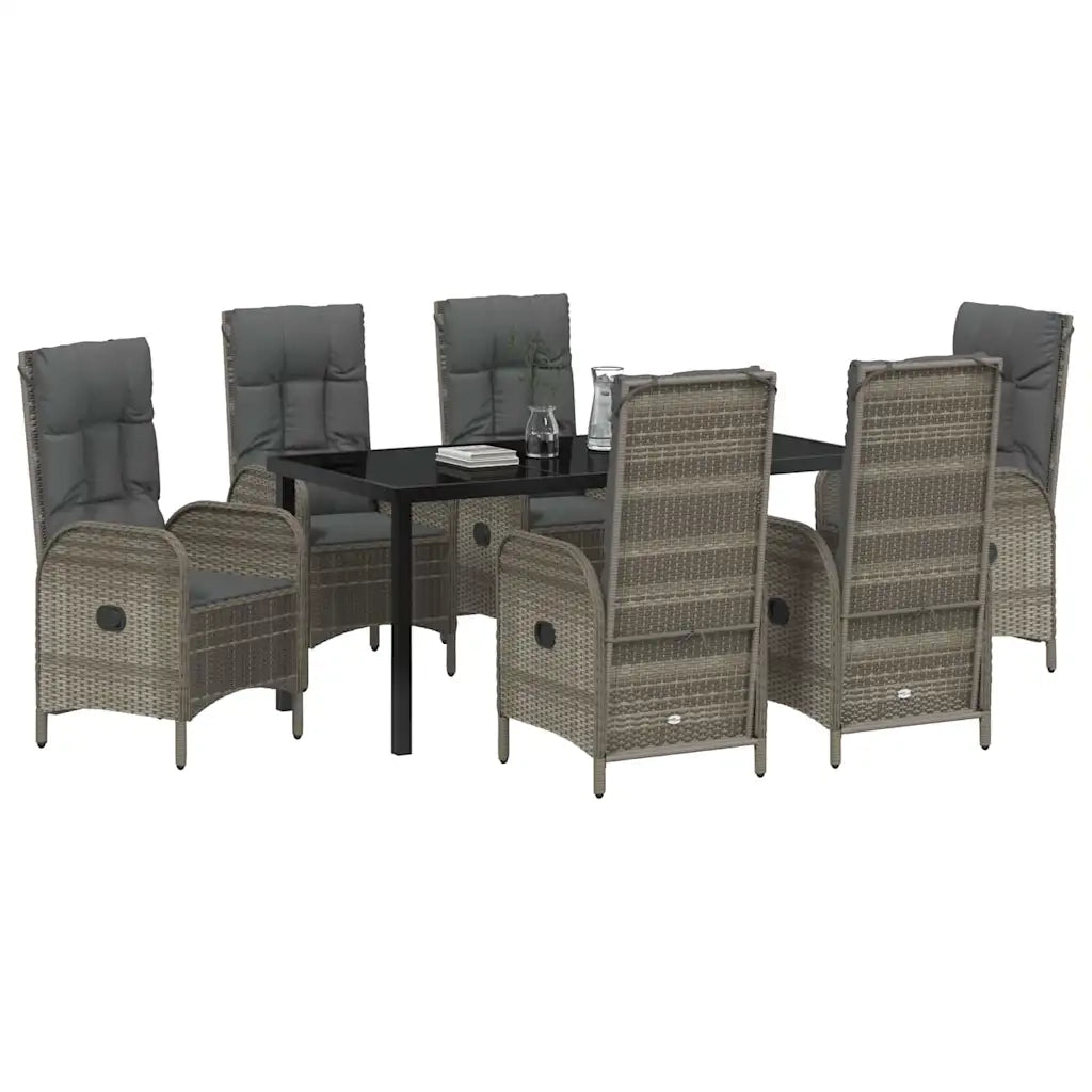 Set da Pranzo per Giardino con cuscino 7 pcs Grigio polyrattan 3380131