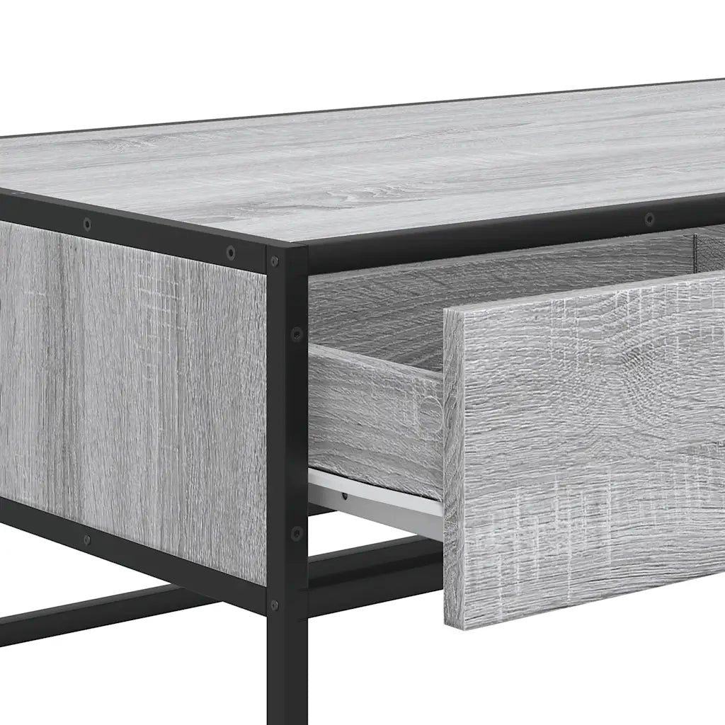 Tavolino Salotto-Tavolino da soggiorno-Tavolo Grigio Sonoma 100x50x35cm Multistrato Metallo