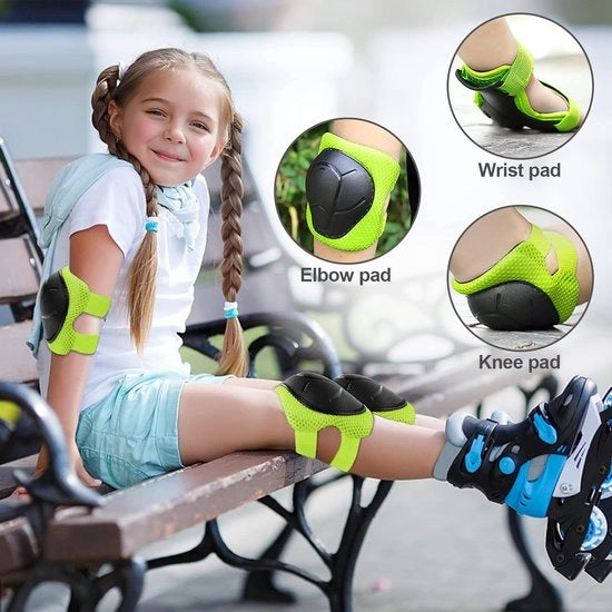Kit di protezione per bambini, protezione per gomito, protezione per polso (protezioni per ginocchio, per skateboard, pattini a rotelle, bicicletta, sport)