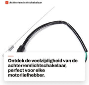 Retroilluminazione posteriore - Interruttore universale - Nero - Accessori per motocicli - Compatibile con diversi marchi - Cavo 22 cm