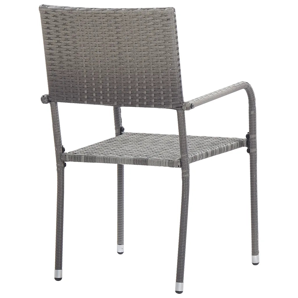Sedie da Pranzo da Giardino 2 pz | Sedie da Esterno Impilabili Grigie in Polyrattan