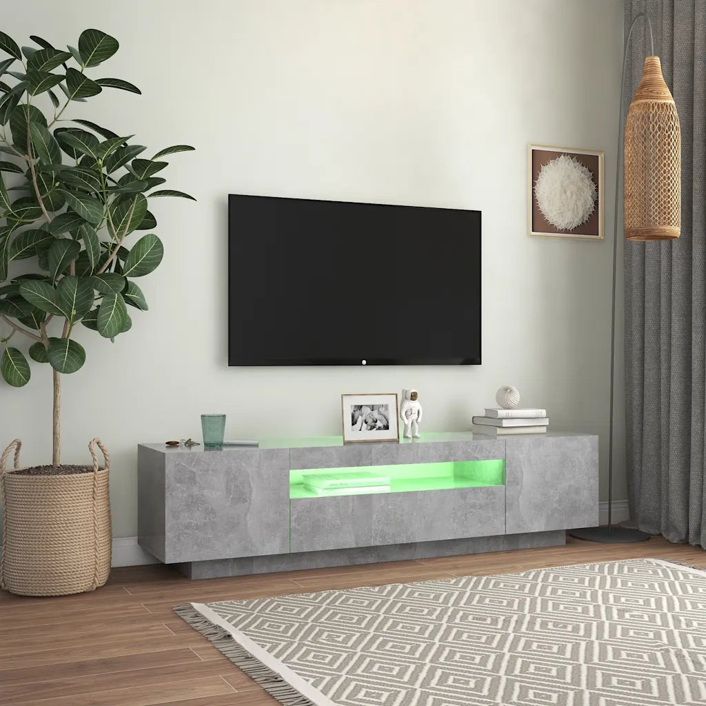 Mobile Porta TV con Luci LED-Credenza TV Grigio Cemento 160x35x40 cm
