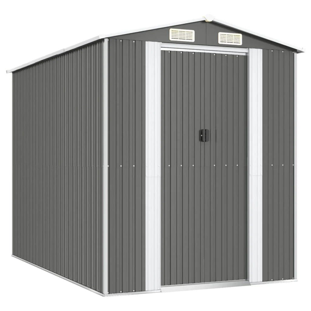 Casetta da giardino cabina ripostiglio capanno da esterno capanno per attrezzi robusta colore chiaro 192 x 274 x 223 cm acciaio zincato grigio 02_0022256