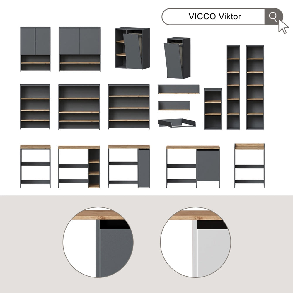 Mobile lavatrice Viktor Antracite/Rovere dorato 93.6 x 88.2 cm con 2 ripiani Vicco