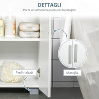 Mobile Bagno Moderno 60x30x80 cm con 2 Ante e Maniglie Argentate in MDF Bianco