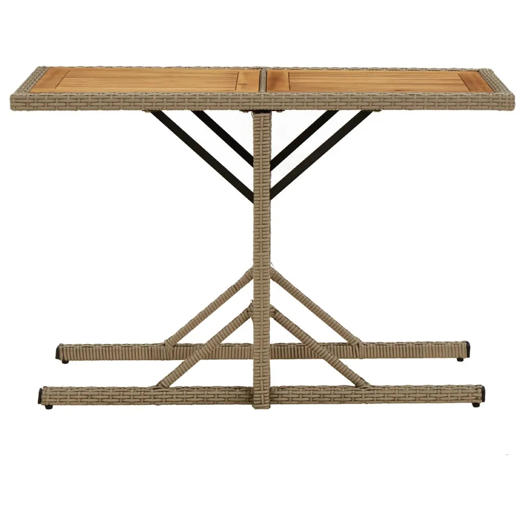 Tavolo da Giardino | Tavolino da esterno Beige Legno Massello di Acacia e Polyrattan
