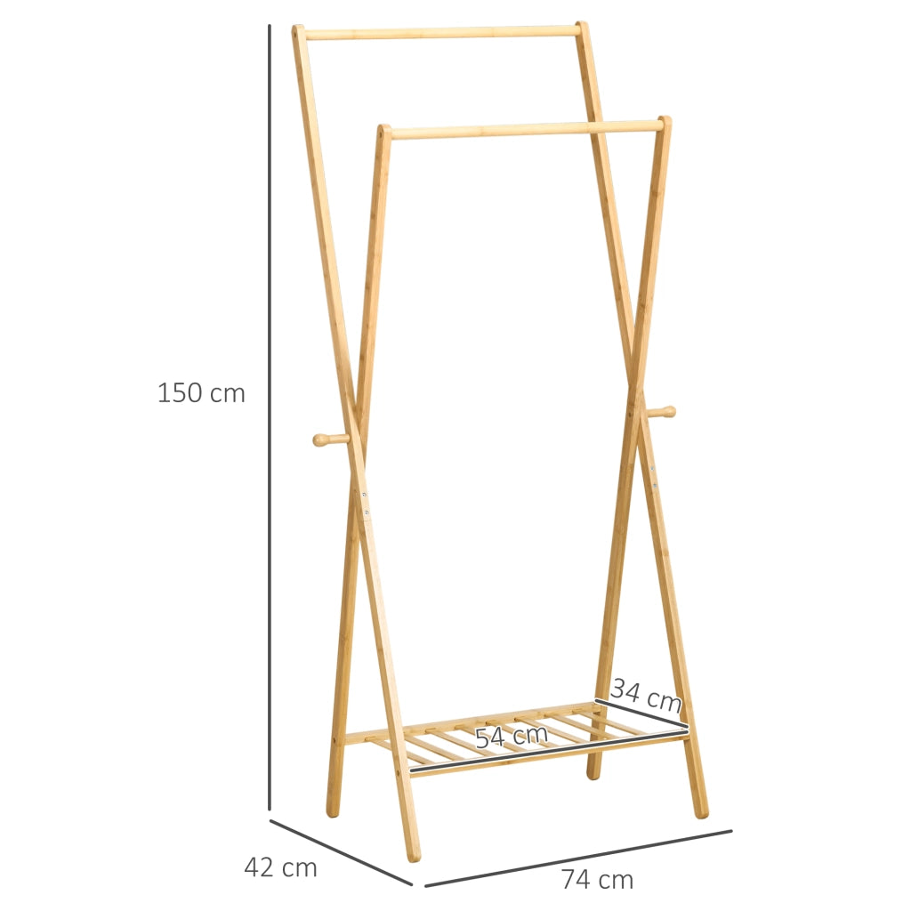 Appendiabiti con scaffale per scarpe e ganci ¨C zephmum ¨C 74x42x150 cm naturale