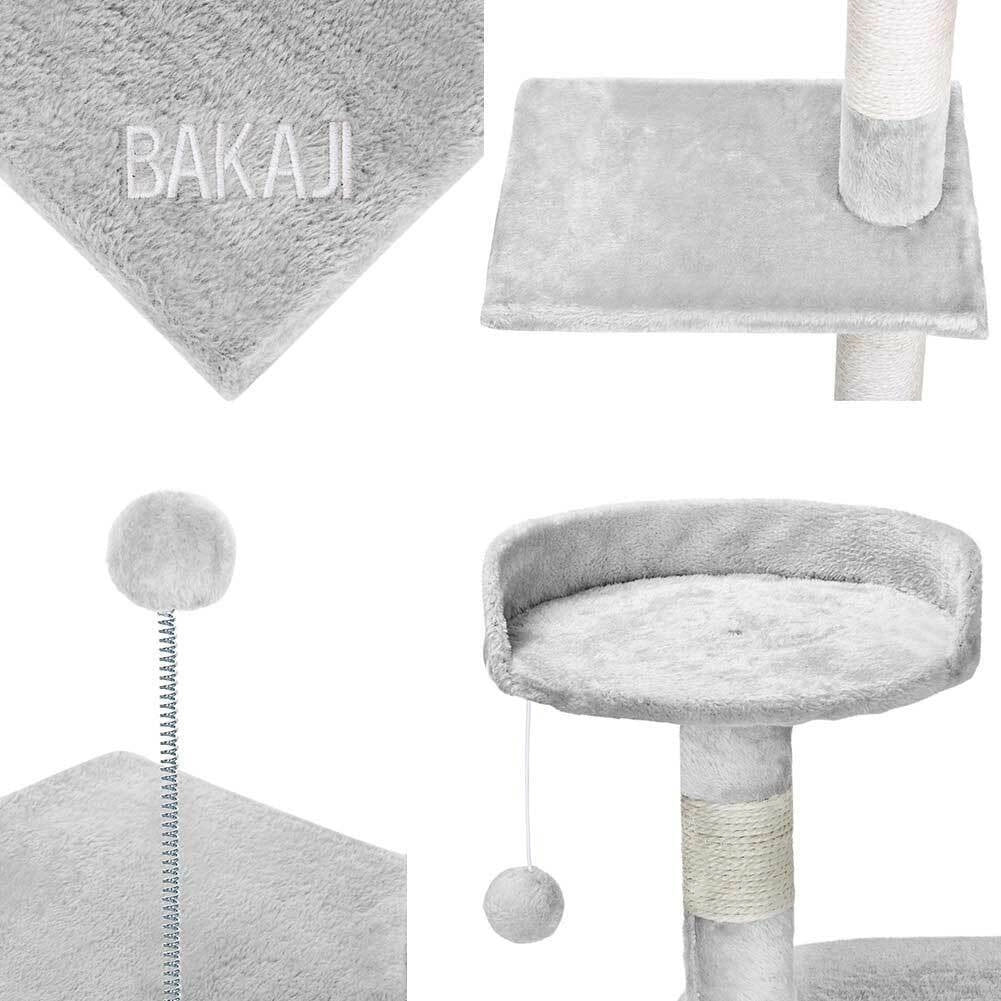 Albero Tiragraffi Gatti Parco Giochi Cuccia Graffiatoio gatto 112cm Grigio Chiar