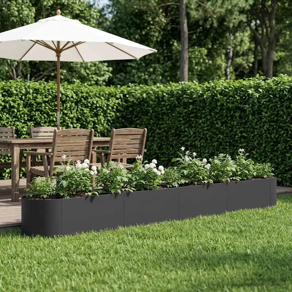 Letto rialzato da giardino Nero 380 x 40 x 40 cm Acciaio 8011733