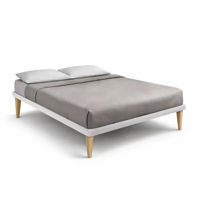 Letto imbottito Matrimoniale 180x190 cm Tessis - Bianco,Similpelle,Con rete