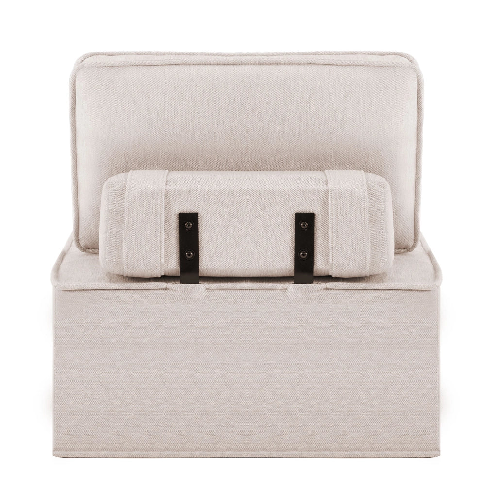 Sofa modulare compatto per piccoli spazi, rivestimento in lino, beige