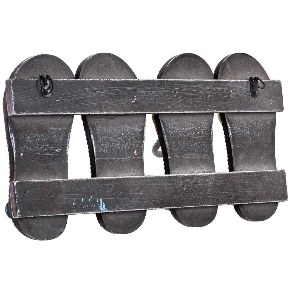 Appendiabiti in legno blu con 4 ganci 36x5x17,5h cm